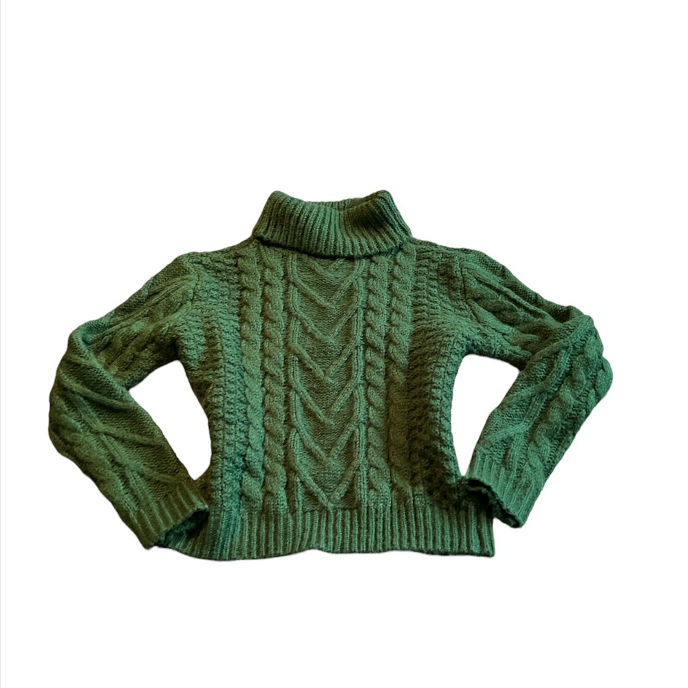 Jim & Ivy Green Cable Crop Sweater